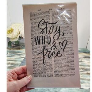 Stay Wild Free Quote Vintage Dictionary Page Decor Boho Wall Decor Handmade
